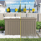 280 Gallon Deck Box Large Outdoor Storage Box Waterproof for Patio Furniture,Outdoor Cushions,Garden Tools and Pool Supplies,Weatherproof(Grey,280Gallon)