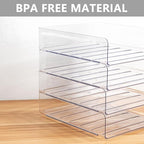 Tiawudi Desk Organizer, Clear Office Organization and Storage, Plastic Letter Tray, Stackable File Organizer for Classroom, Home, Documents, Notes, Folders, Books and Pens, 4 Tier