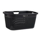Mind Reader 40L Laundry Basket, Linen Design Clothes Hamper, Plastic Storage Bin with Handles, Black
