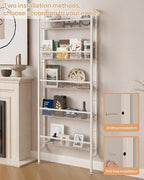 UMDONX Behind The Door Bathroom Shelf Narrow 5-Tier, Space-Saving Slim Storage Shelf Narrow Shelving Unit for Bathroom and Kitchen White