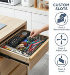 Hiceeden 2 Pack Mesh Desk Drawer Organizer, 16.1"x12.2"x2" Large Desk Organizer Tray with 2 Removable Dividers, 6 Compartment Metal Organizers for Home, Office, Makeup & Vanity