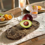 Genuine Real Natural Marble Tray for Bathroom, Luxury Dark Brown Stone Vanity Tray, Decorative Oval Trays for Countertop Storage, Vanity, Dresser, Kitchen, Home Decor, 11.8" x 6", Brown