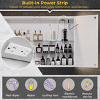 Hasuit Lighted Medicine Cabinet with Mirror, Wall Mounted Bathroom Mirror with Storage, 2 Doors Bathroom Wall Cabinet with LED Lights, 35.4'' x 23.6''