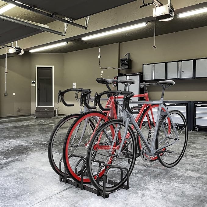 WALMANN 3 Bikes Floor Bike Stand, Bike Parking Rack Garage Bike Storage Stand Indoor/Outdoor 22-28" Wheel Stand, Max. Tire Width 2.1"