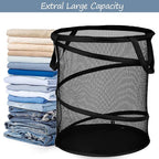 BATTOO Collapsible Laundry Baskets, Foldable Hamper for Laundry, Extra Large Pop Up Laundry Hamper 113L with Portable Bag Mesh Clothes Hamper for Bathroom, Campout, Dorm or Travel