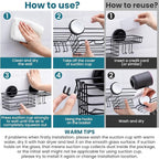 TAILI Shower Caddy Suction Cup with Hooks and Soap holder, Heavy Duty Bathroom Shower Organizer, No Drilling Bathroom Holder with Large Capacity, Metal Black Storage Basket