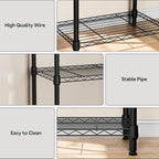 4 Tiers Shelf Metal Storage Shelves Wire Rack Closet Organizers for Garage Kitchen Bathroom Laundry Black 11.8" D x 17.7" W x 41.9" H