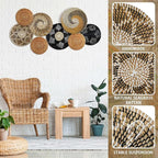 Xuhal 8 Pcs Boho Wall Basket Decor Decorative Bulrush Woven Basket Wall Decor Rustic Farmhouse Hanging Baskets for Kitchen Rustic Home Summer Decorations(Vintage)