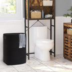 Large Laundry Hamper 16"x13"x22" - Tall Woven Laundry Basket, Cotton Rope Dirty Clothes Hamper, Baby Kids Nursery Wicker Laundry Basket, Bedroom Aesthetic, Soft Laundry Bin, Black Hamper, 75L