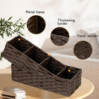 DULLEMELO Toilet Paper Basket for Organizing, Plastic Wicker Bathroom Baskets for Storage, Decorative Towel Baskets for Bathroom, Set of 2, Dark Coffee