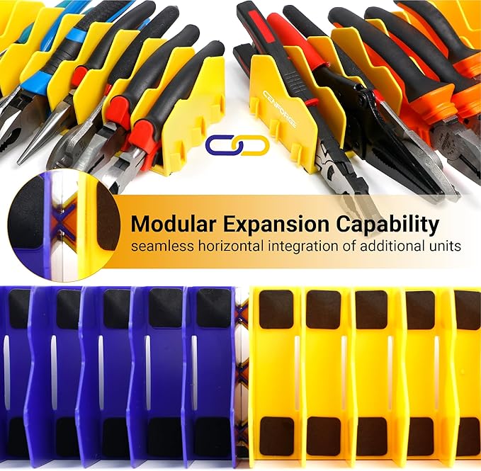 Cenfoge Plier Organizer, Plier Rack, Plier Holder and Cutter Organizer with Non-Slip Rubber Base, PlierOrganizer for Tool Box Drawer, 40 Slots, Tool Storage, Plier Rack (4 PC-Yellow)