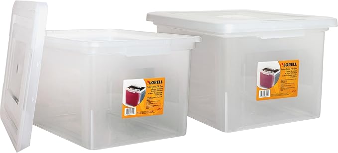 Lorell Letter/Legal Stacking File Box - 14.2" Width x 18" Depth x 10.8"Height - Clear - 2/Bundle (68925BD)