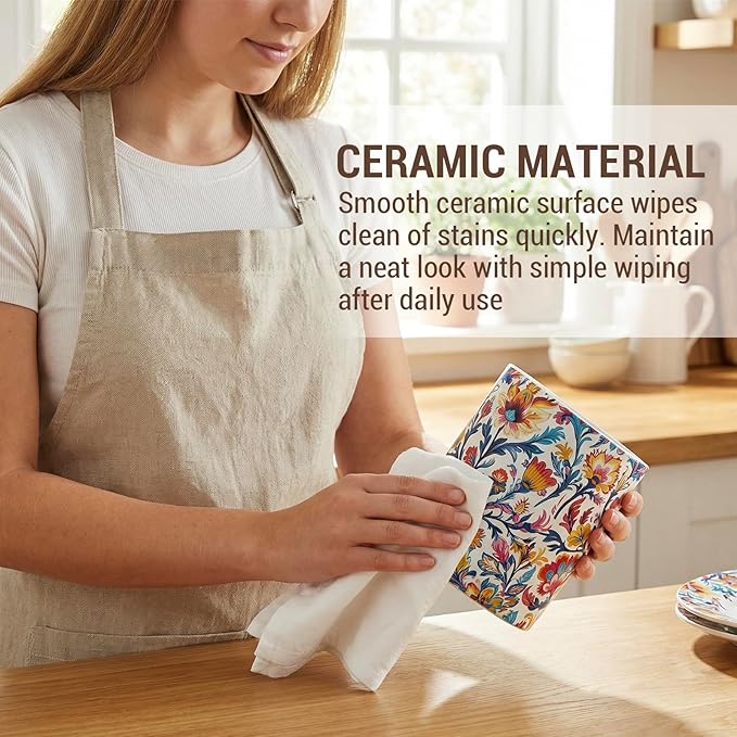MyGift Vibrant Paisley Floral Ceramic Kitchen Utensil Holder – Decorative Crock for Cooking Utensils, Flatware, and Countertop Storage