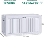 YITAHOME 90 Gallon Large Deck Box with Side Handles, Outdoor Double-Wall Storage for Patio Furniture Cushions, Garden Pool Accessories, Water Resistant & Lockable