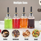 4pcs Glass Coffee Syrup Dispenser Bottles 7 OZ, Simple Syrup Bottles with Metal Pour Spout, Syrup Dispenser for Coffee Bar Accessories for Maple Honey Syrup Oil and Sauces