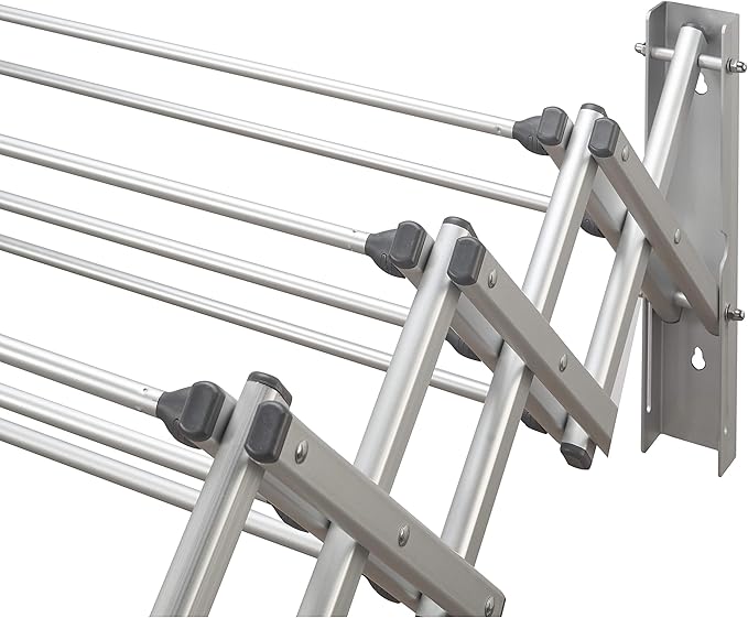 Aluminum 27" Collapsible Wall Mounted Clothes Drying Rack, Space Saver, Easy Storage, Retractable