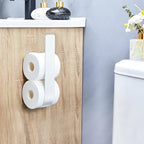 Toilet Paper Storage Wall Mount, Over The Tank Extra Toilet Paper Holder for 3 Rolls Tissue, Metal Tissue Roll Storage Stand for Bathroom, RV Adhesive Loo Roll Holder (White)
