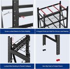 FLEXIMOUNTS Garage Shelving Heavy Duty, 49.6" W 4-Tier 10000LBS Industrial Shelving Unit with 4 Hooks, Adjustable Storage Shelves for Garage, Basement, Warehouse, 71" H x 49.6" W x 23.6" D