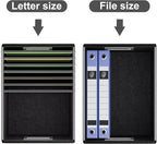 Huolewa File Organizer Box with Lid, Collapsible Faux Leather Hanging File Folder Box Organizer with Plastic Slides, Decorative Home/Office Filing System Boxes for File and Folders Storage