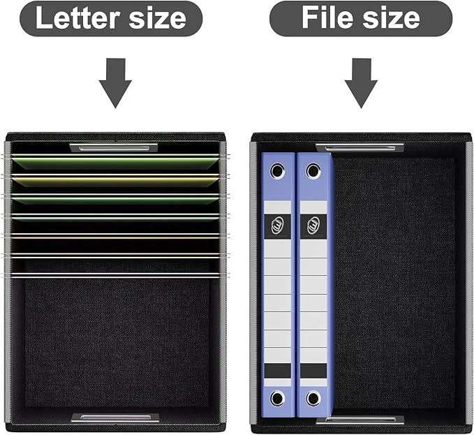 Huolewa File Organizer Box with Lid, Collapsible Faux Leather Hanging File Folder Box Organizer with Plastic Slides, Decorative Home/Office Filing System Boxes for File and Folders Storage