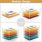2-Tier Acrylic Stackable Letter Tray Paper Organizer Trays for Desk, Clear Horizontal File Paper Sorter, Office Supplies Accessories Storage for Letter/A4 Size Folders Documents 12.4inx8.86inx3.46in