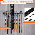 Ultrawall Wall Mount Ski Rack, Garage Ski Storage Rack, Ski Hangers For 8 Pairs of Skis