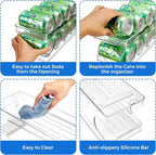 Rolling Soda Can Organizer for Refrigerator Can Dispenser for Fridge Beer Soda Seltzer Pop Can Soda Organizer for 10 Standard Size 11.15oz or 12oz Cans Holder Storage Pantry Organization
