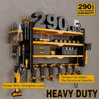 Power Tool Organizer Wall Mount with Charging Station 4 Layer 6 Slot Cordless Drill Holder with Angle Grinder Holder (Yellow)