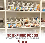 FIFO Countertop Mini Can Tracker Holds 30 Standard 10-24 Oz Can Sizes, White| Stackable & Adjustable Can Organizer for Pantry, USA Made, White