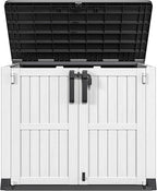 DWVO 36 cu ft Tool Storage Shed, Storage for Bakcyard, Patio, and Garden, Resin Plastic Shed with Sloped Lid, Lockable Door, and Wood Grain Finish, Light Gray