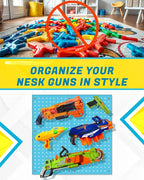 Skywin Wooden Peg Board for Nerf Gun with Target Bag 13 x 0.32 x 13 Inches - Hanging Holder Compatible with All Blasters Nerf Gun Rack Organizer for Wall Organization (Blue)