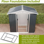 6FT x 4FT Outdoor Sheds Storage Anti-Corrosion Utility Tool House with Lockable Door & Shutter Vents Outdoor Waterproof Garden Tool Metal Storage Sheds（with Metal Foundation）