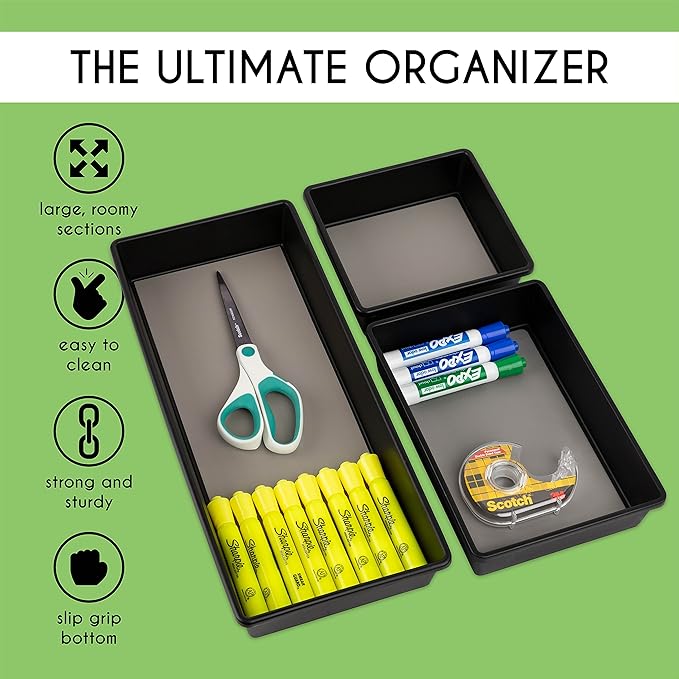 Drawer Organizers 3-Size | Office Kitchen Desk Junk Drawer Organizer | Organization and Storage Tray