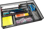 Desk Drawer Organizer Metal Mesh Drawer Organizer Tray for Office School or Home Supplies Desktop Storage Stationery, 6 Compartments, 12.6 x 8.27 x 1.57 inch，Black (2pc pack)