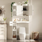 Gizoon 66''H Over The Toilet Storage Cabinet, Over Toilet Storage Cabinet White, Over Toilet Bathroom Organizer, with 2 Doors, Adjustable Shelf, for Bathroom, Laundry, White