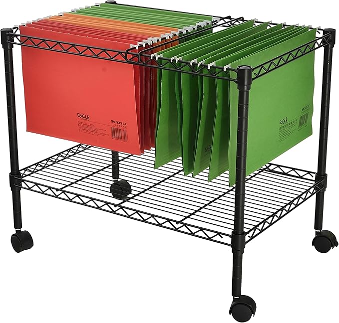Finnhomy Premium 1-Tier Metal Rolling File Cart for Letter Size and Legal Size Folder, Black