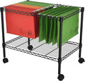 Finnhomy Premium 1-Tier Metal Rolling File Cart for Letter Size and Legal Size Folder, Black