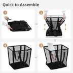 STORAGE MANIAC Collapsible Laundry Basket, 16.9 Gal. Large Pop-up Laundry Hamper with Long Carry Handles, Space-Saving Foldable Clothes Hamper with Bottom Elastic Band, Travel Laundry Bags, Mesh Black