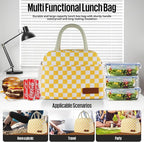 Lunch Bag Women/Men Lunch Box Women/Men (Yellow+White Checkerboard)