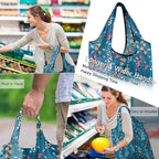 BeeGreen Aesthetic Tote Bags Flowering Shrub Gifts for Women Travel Floral Reusable Grocery Bags Shopping Bags Bulk 6 Pack 50LBS X-Large Foldable-Machine Washable