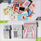 12 Pcs Plastic Mesh Zip File Bags, Waterproof Tear-Resistant Document File Folders, MultiSize Zipper Documents Pouch Organizer Bags for School Office Home Travel Storage(6 Sizes)