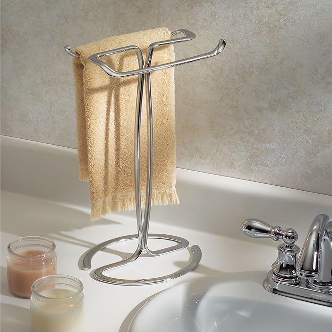 iDesign T-Shape Countertop Hand Towel Holder - Set of 2 - Chrome