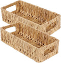 Toilet Tank Basket,Water Hyacinth Woven Storage Basket with Handles for Bathroom Organization - Toilet Paper Holder & Storage Bin, Handwoven Natural Basket (2-Pack)