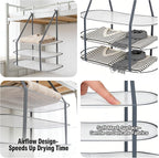 2PCS Sweater Drying Rack Hanging on Door Dryer Flat Portable Collapsible Mesh Large Laundry Clothes Drying Rack Room Organization 3 Tier