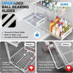 Under Sink Organizer Upgrade To Professional Rails,2-Tier Dual Pull Out Cabinet Storage,Height Adjustable Slide Out Drawers For Bathroom Kitchen,2 Pack-18.5"Dx12.8"-16.9"H,White