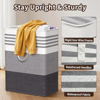 WOWBOX 2 Pack Laundry Hampers Baskets, Freestanding Dirty Clothes Hampers with Reinforced Handles & Cross Stitch & Waterproof Coating, for Laundry Bedroom Bathroom, 2 x 125L