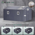 WACASA 10x12 FT Metal Shed with Base Frame Floor Kit | Heavy-Duty Military-Grade 20-Gauge Reinforced Frame with Powder Coating | 50 PSF Snow Load & 120 MPH Wind Rated | Skylight Tiny House Building