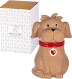 SPOTTED DOG GIFT COMPANY Ceramic Cookie Jar with Lid, Large Dog Treat Jar for Cookies & Biscuits, Cute Novelty Storage Container for Kitchen Counter, Gifts for Dog Lovers - 49oz Brown