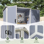 Aoxun 5 x 3 FT Outdoor Storage Shed, Resin Shed with Floor & Lockable Doors, Small Garden Shed Waterproof Plastic Tool Shed with Sloped Roof for Backyard, Garden, Patio, Lawn, Grey