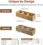 StorageWorks Toilet Paper Basket for Back of Toliet, Toilet Tank Basket with 3 Large Compartments, Water Hyacinth Toilet Paper Storage Baskets, 16½"x 5½"x 5½", 2-Pack